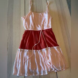 A.U.W. Layered ruffle dress in pinky peach and red Dress Size XL NWT